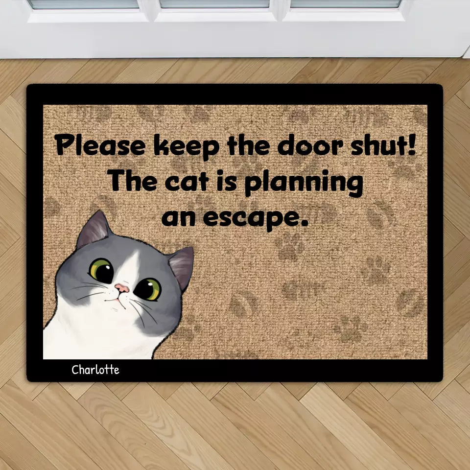 Cats plan an escape - Personalised Doormat