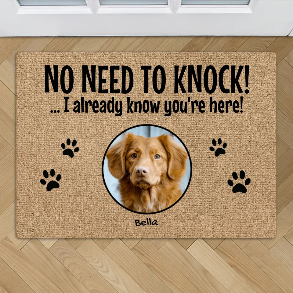 No need to knock with photo - Personalised Doormat