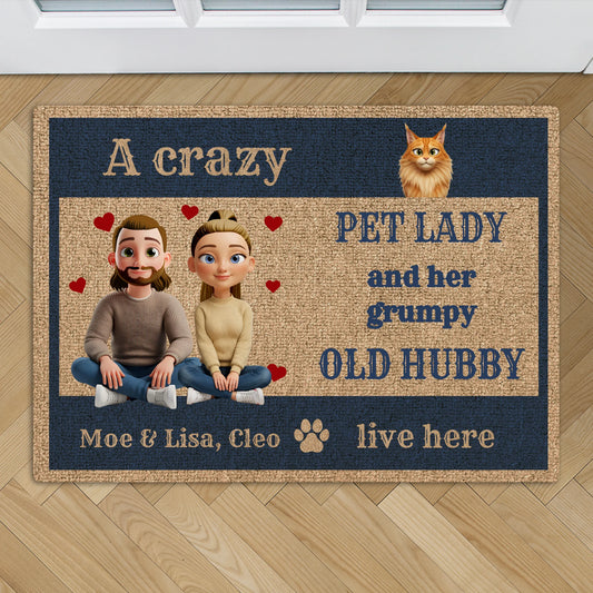 The pet lady and her hubby - Personalised Doormat