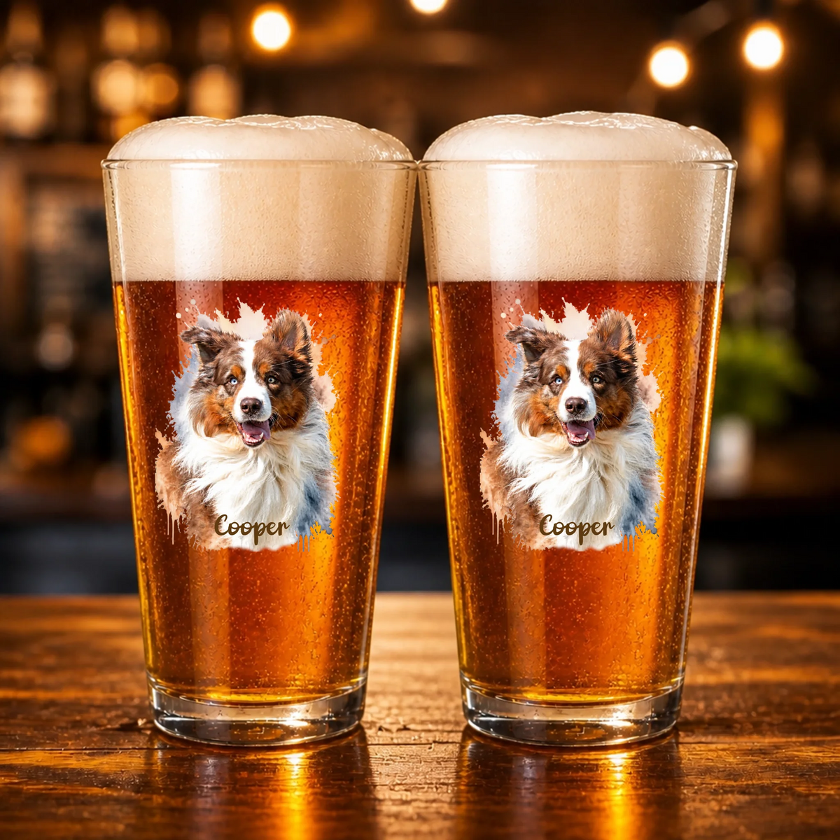 Personalised Pint Glass - Watercolour Realistic Portrait