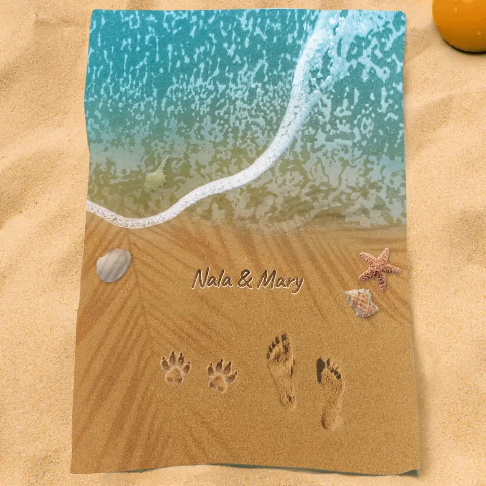 Paws in the sand - Personalised Beach Towel