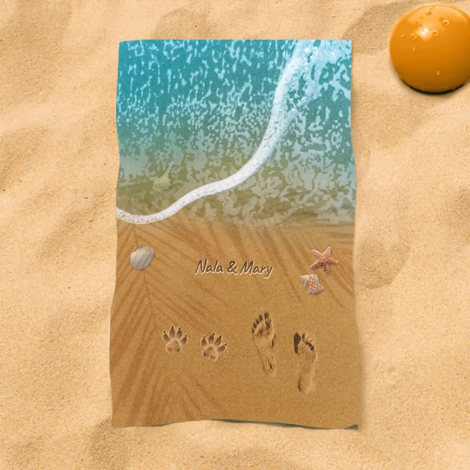 Paws in the sand - Personalised Beach Towel