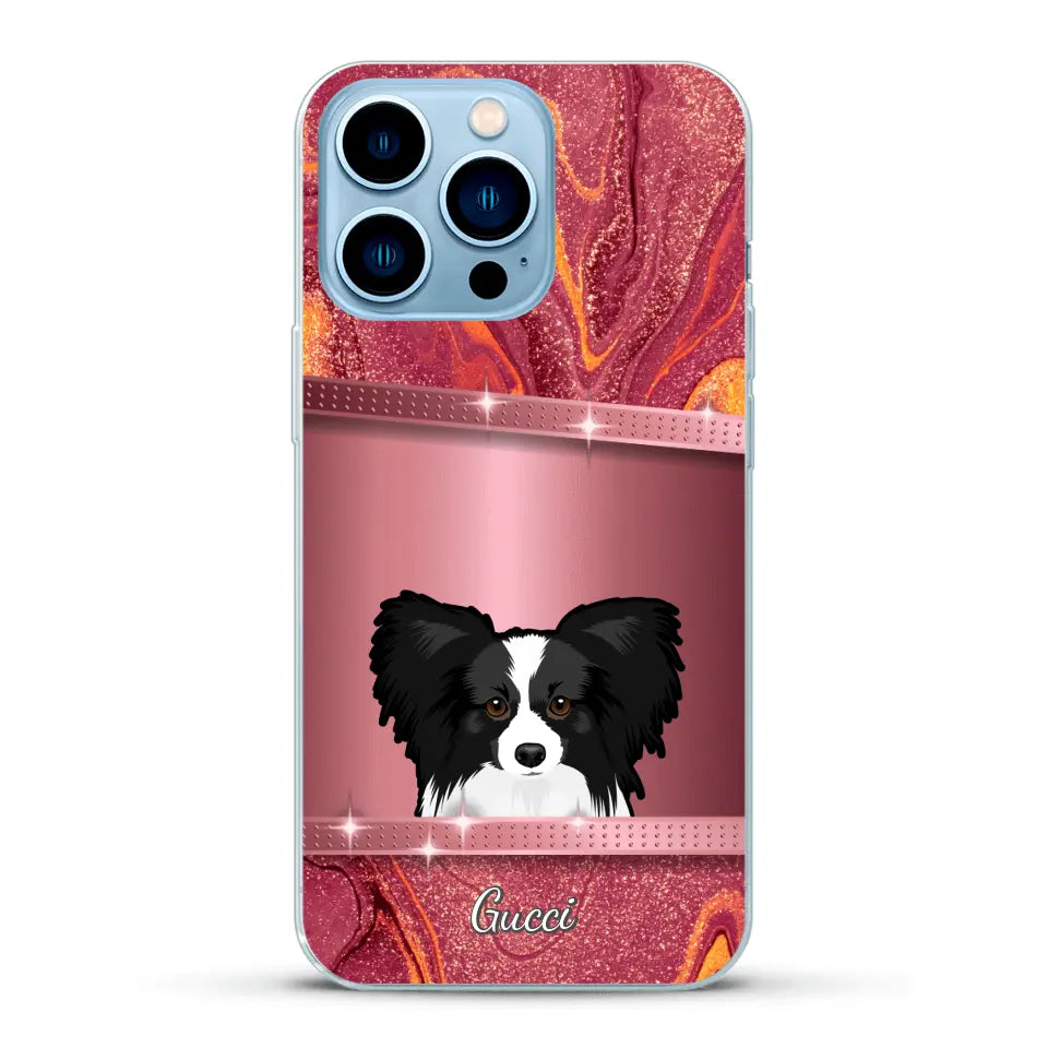 Peeking Dogs Glitter Look - Personalised Phone Case