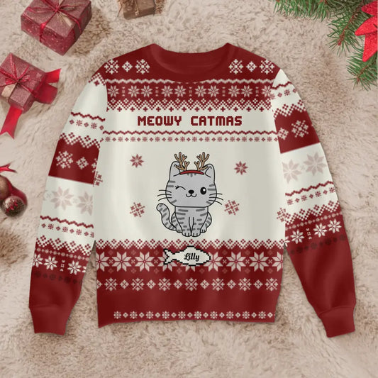 Meowy Catmas - Personalised Ugly Christmas Sweater