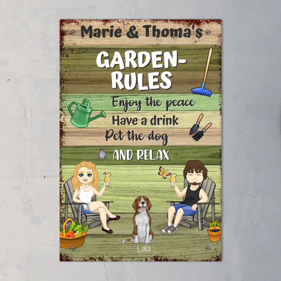 Garden rules (couple) - Personalised garden sign