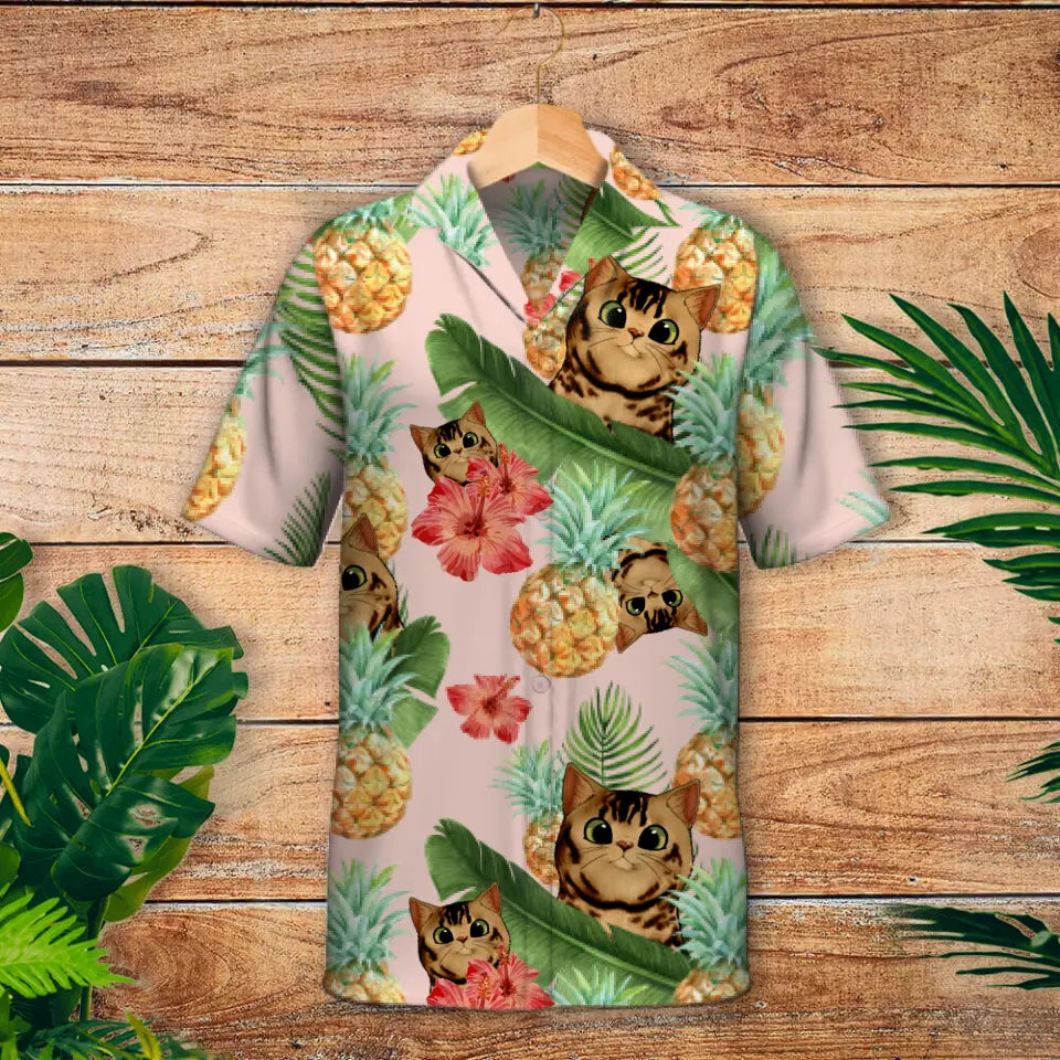 Tropical curious cats - Personalised Hawaiian Shirt