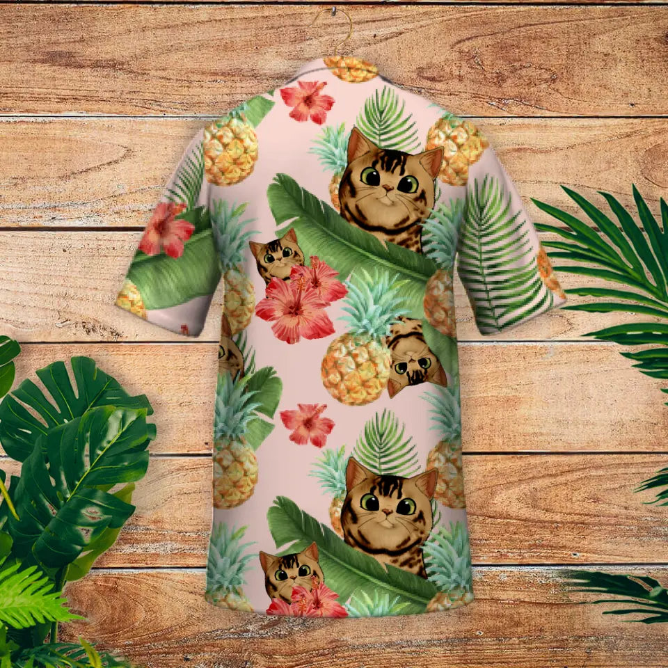 Tropical curious cats - Personalised Hawaiian Shirt