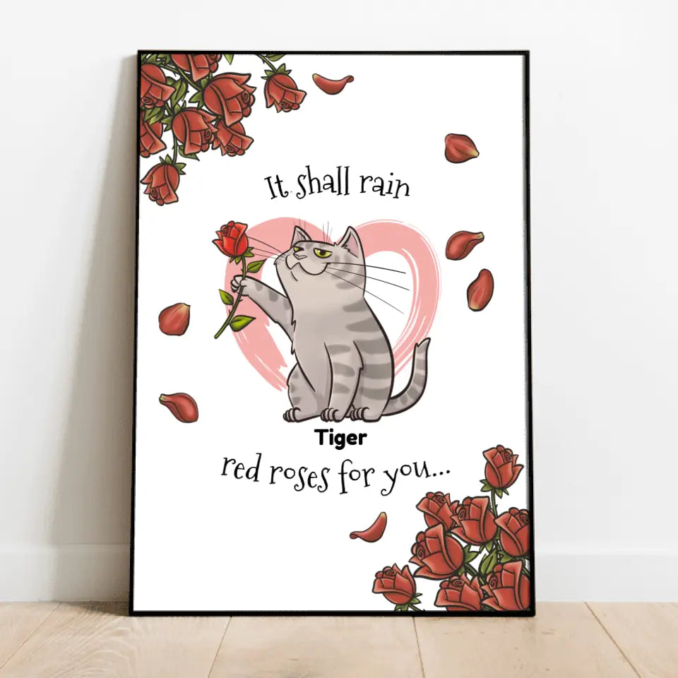 Your cat with a rose - Personalised poster