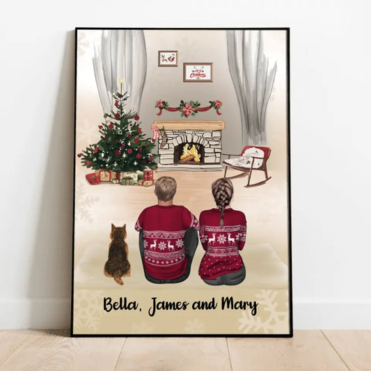 Couple by the fireplace - Personalised poster