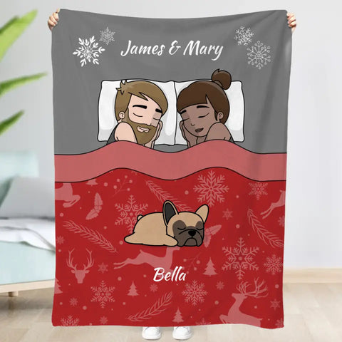 Christmas cuddle time with pets - Personalised Blanket - Featured Image