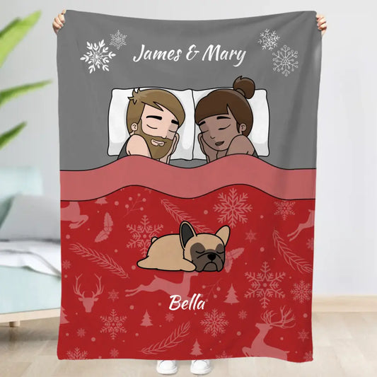 Christmas cuddle time with pets - Personalised Blanket