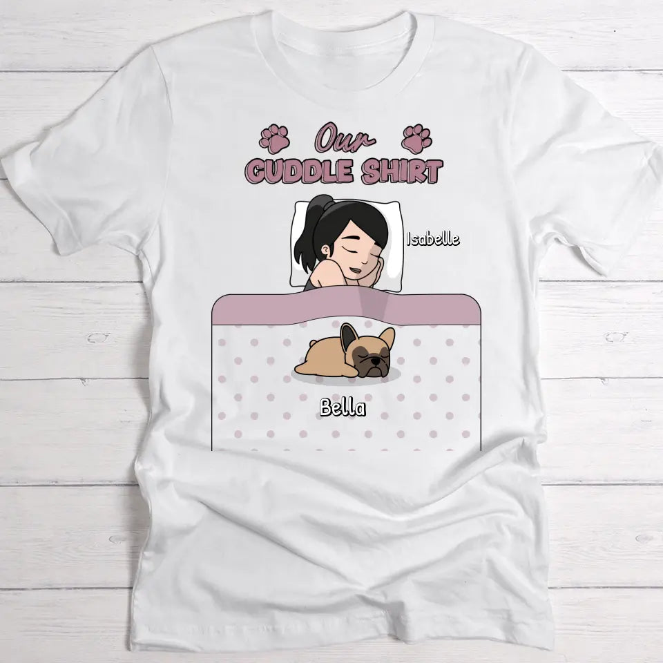 Cuddle time with pets Single - Personalised t-shirt