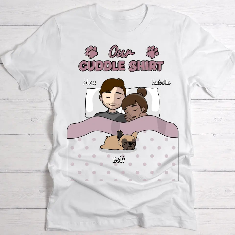 Cuddle time with pets - Personalised t-shirt