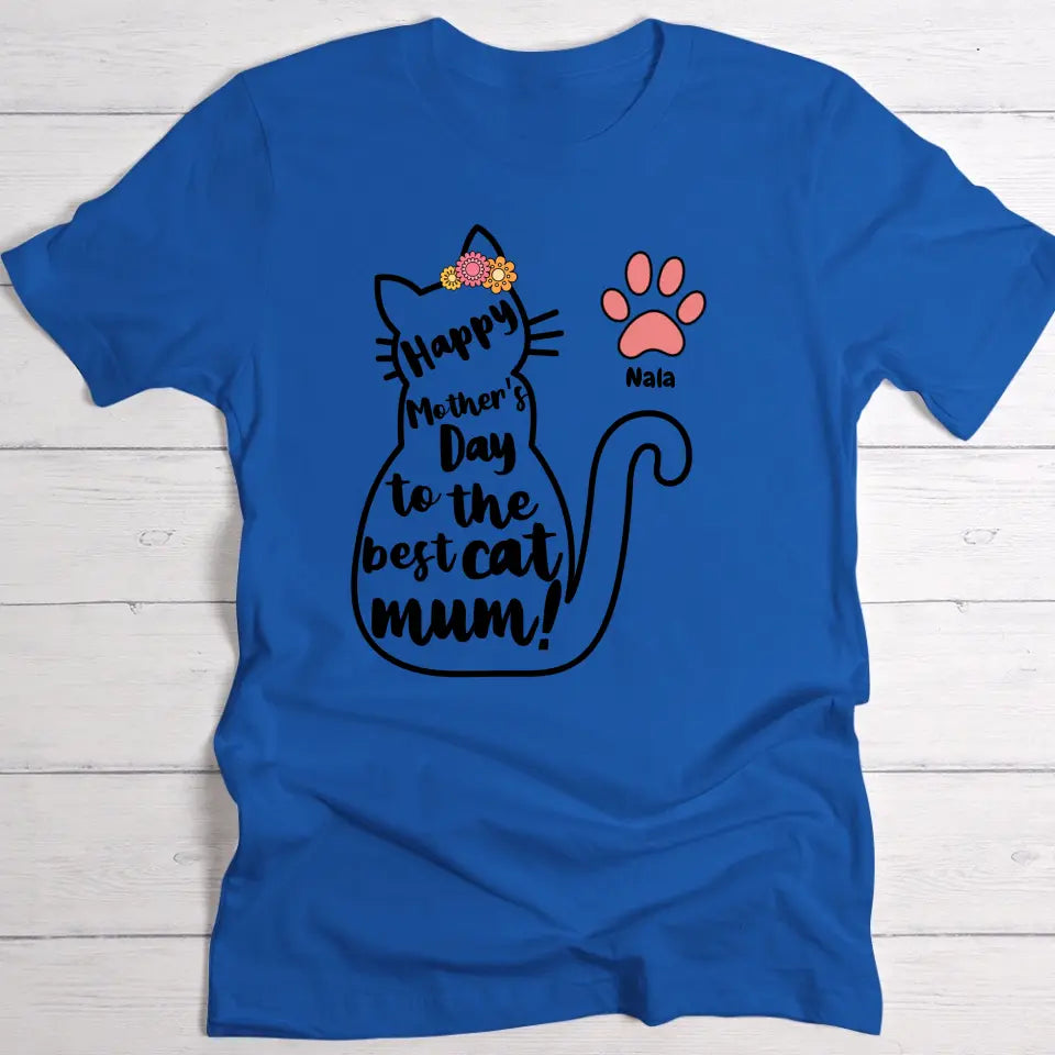 Best Cat Mum - Personalised T-shirt