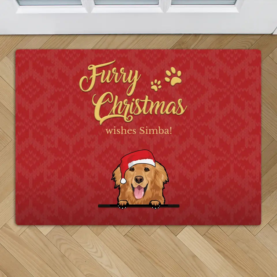 Furry Christmas - Personalised Doormat