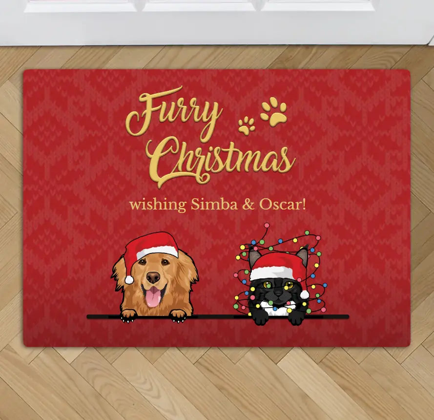 Furry Christmas - Personalised Doormat