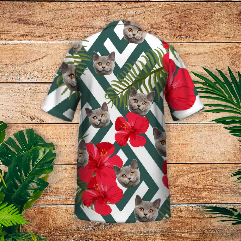Hibiscus and palm trees - Personalised Hawaiian Shirt