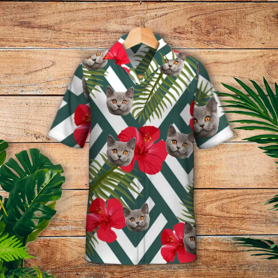 Hibiscus and palm trees - Personalised Hawaiian Shirt