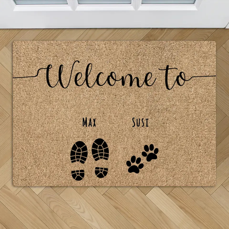 Shoe and paw print - Personalised Doormat