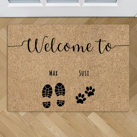 Shoe and paw print - Personalised Doormat
