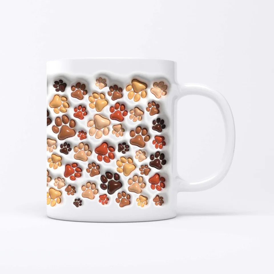 Paw prints in my heart (3D look) - Personalised Mug