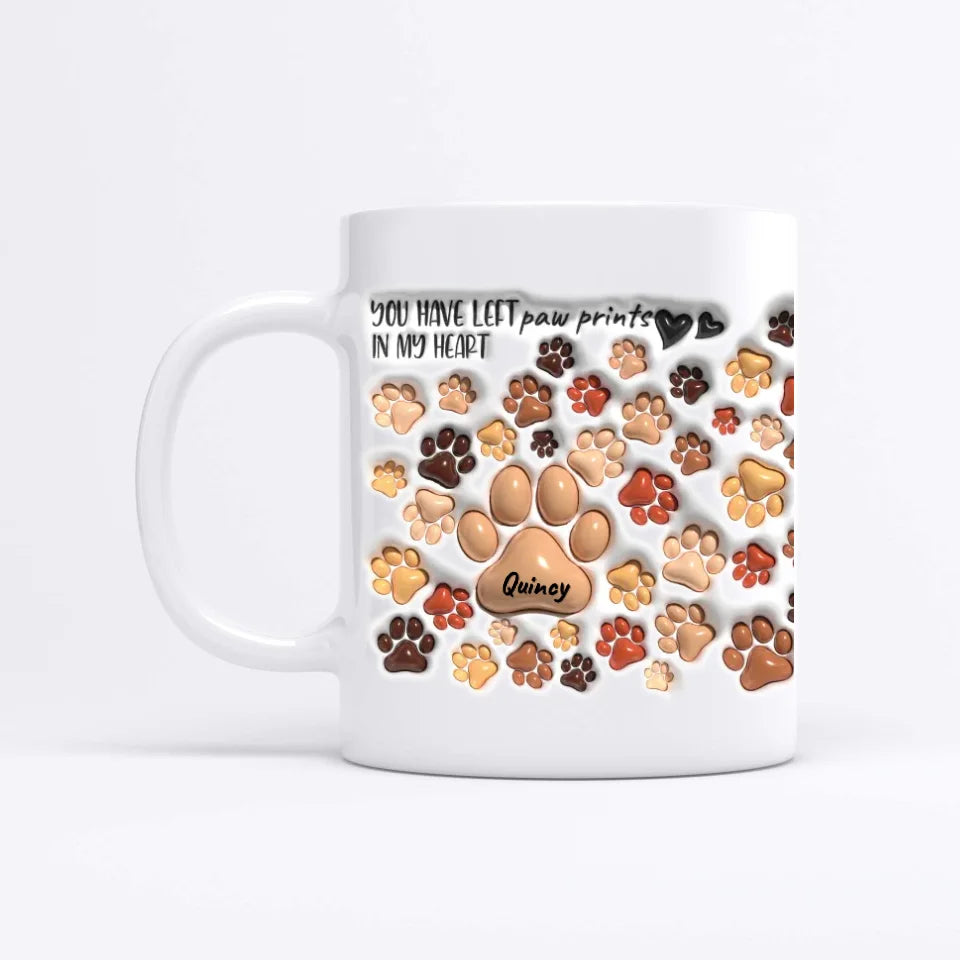 Paw prints in my heart (3D look) - Personalised mug