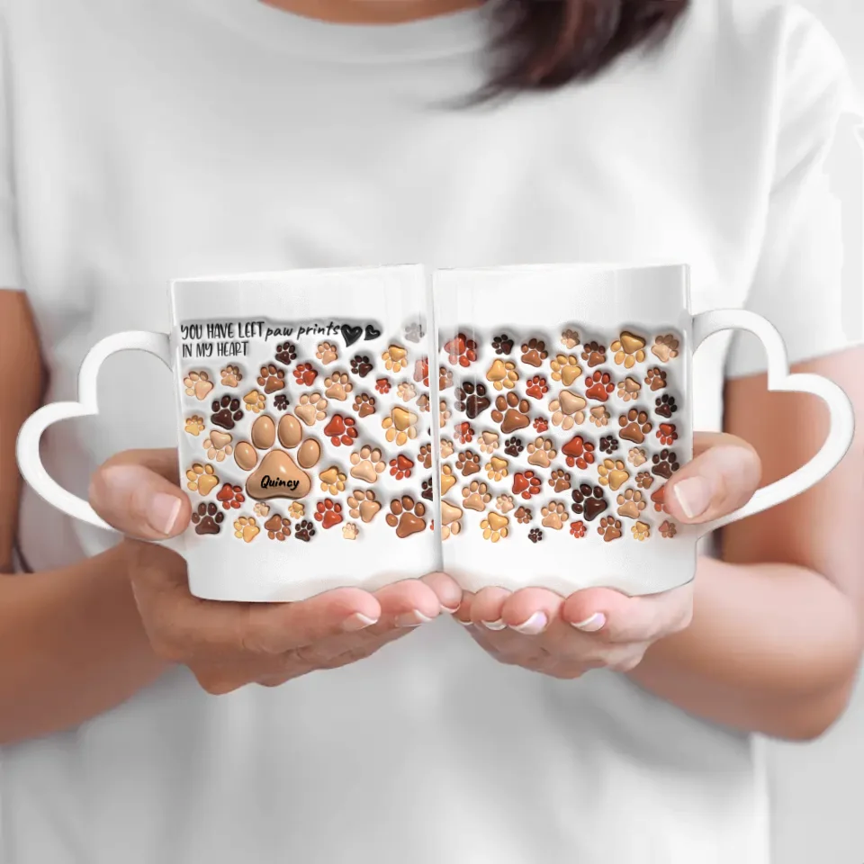 Paw prints in my heart (3D look) - Personalised mug