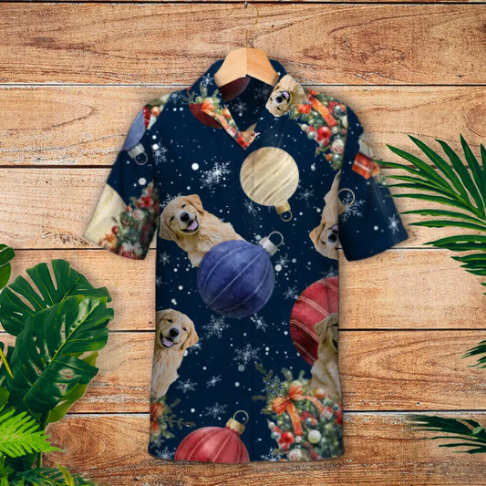 Photo with Christmas pattern - Personalised Hawaiian Shirt