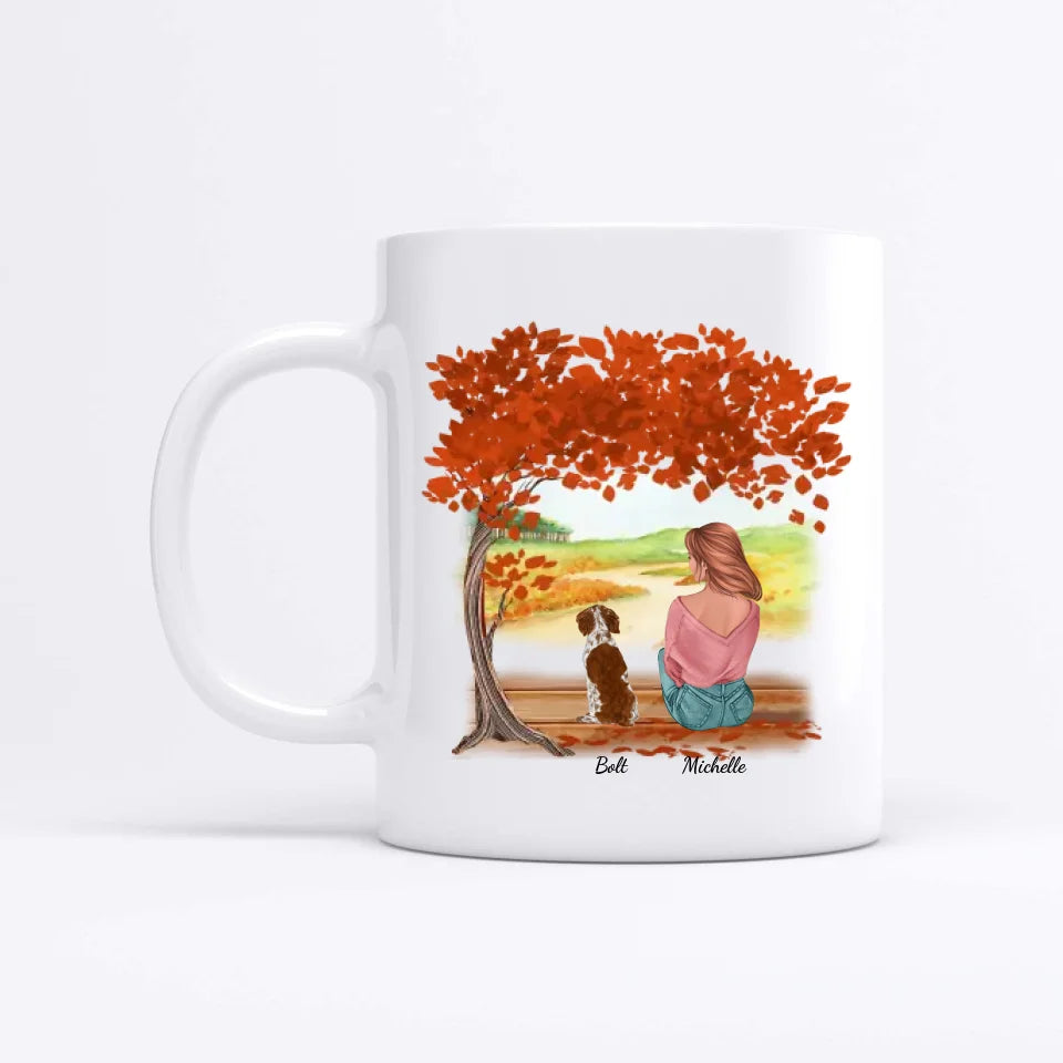 Woman and dog under the tree - Personalised mug