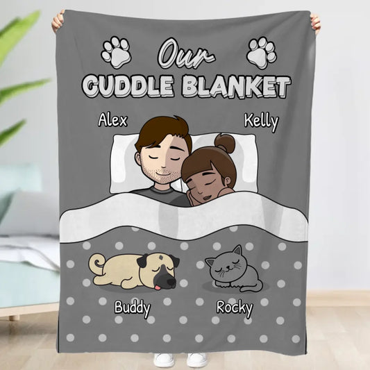 Cuddling with our floofs - Personalised Blanket