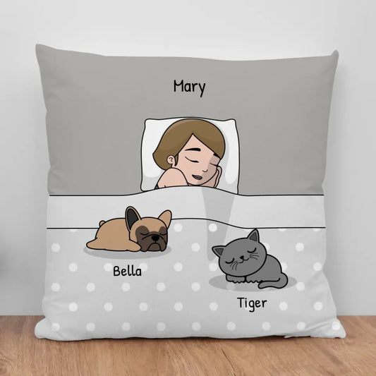 Cuddle time with pets Single - Personalised Pillow