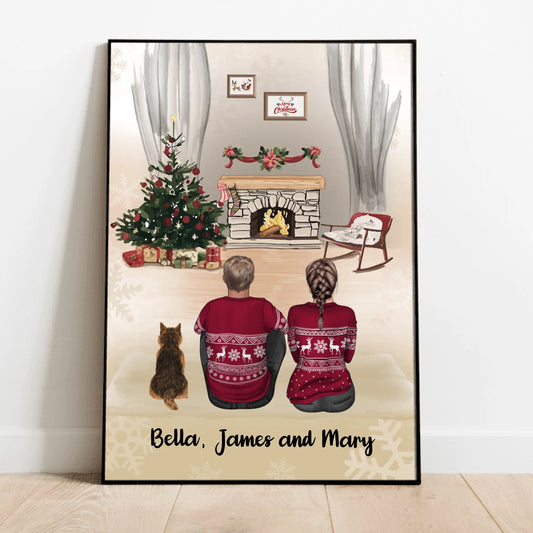 Couple by the fireplace - Personalised Poster