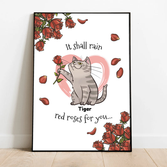 Your cat with a rose - Personalised Poster