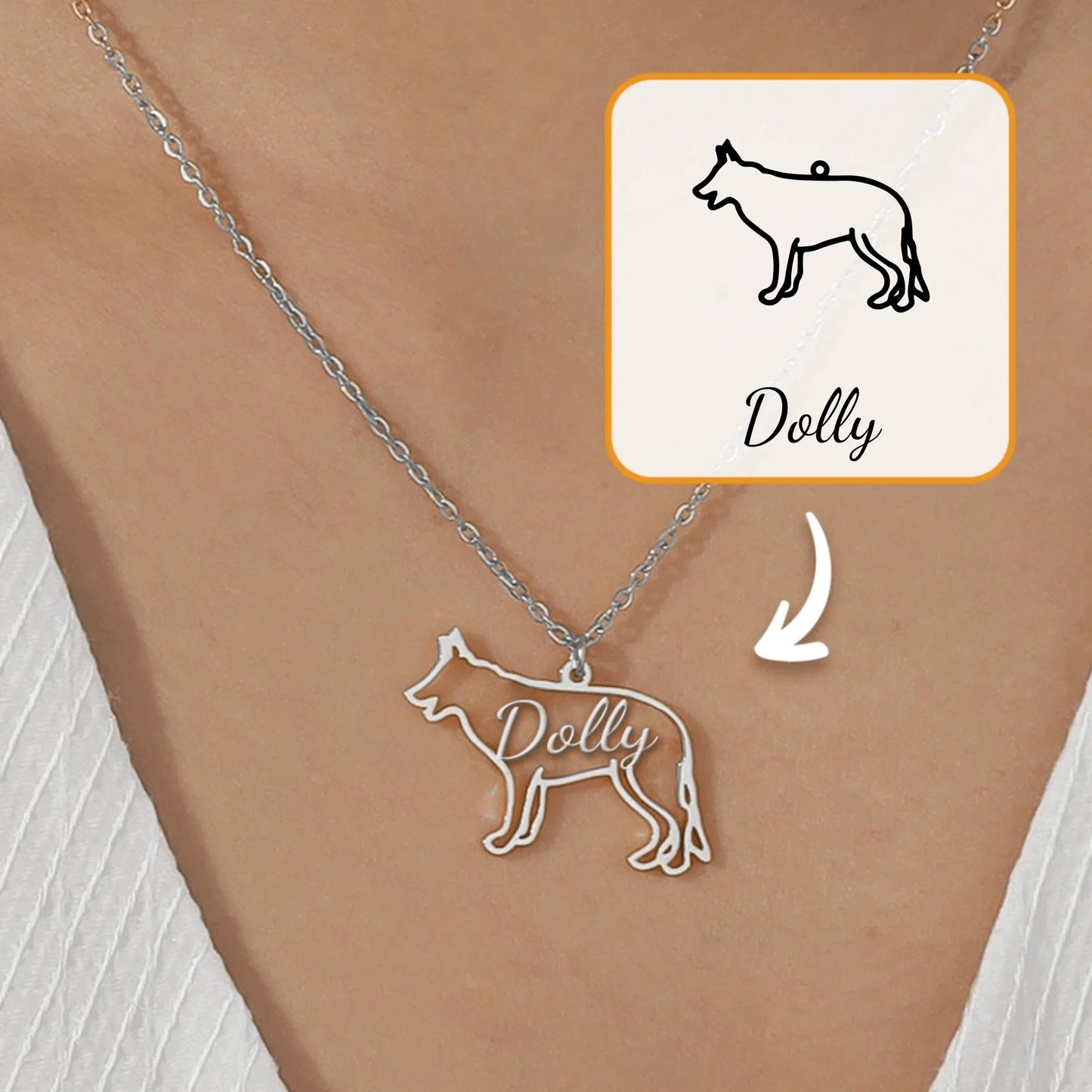 Dog Silhouette - Personalised Necklace