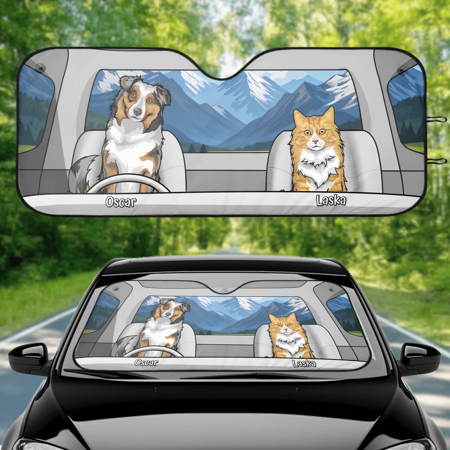 Furry ride - Personalised Car Sunshade