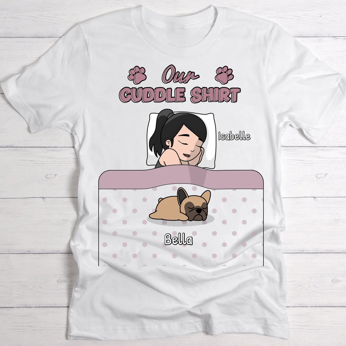 Cuddle time with pets Single - Personalised T-Shirt