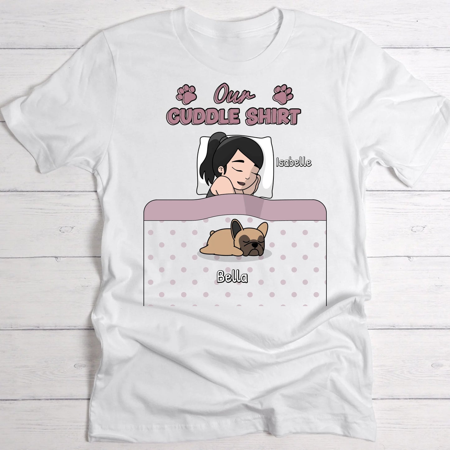 Cuddle time with pets Single - Personalised T-Shirt