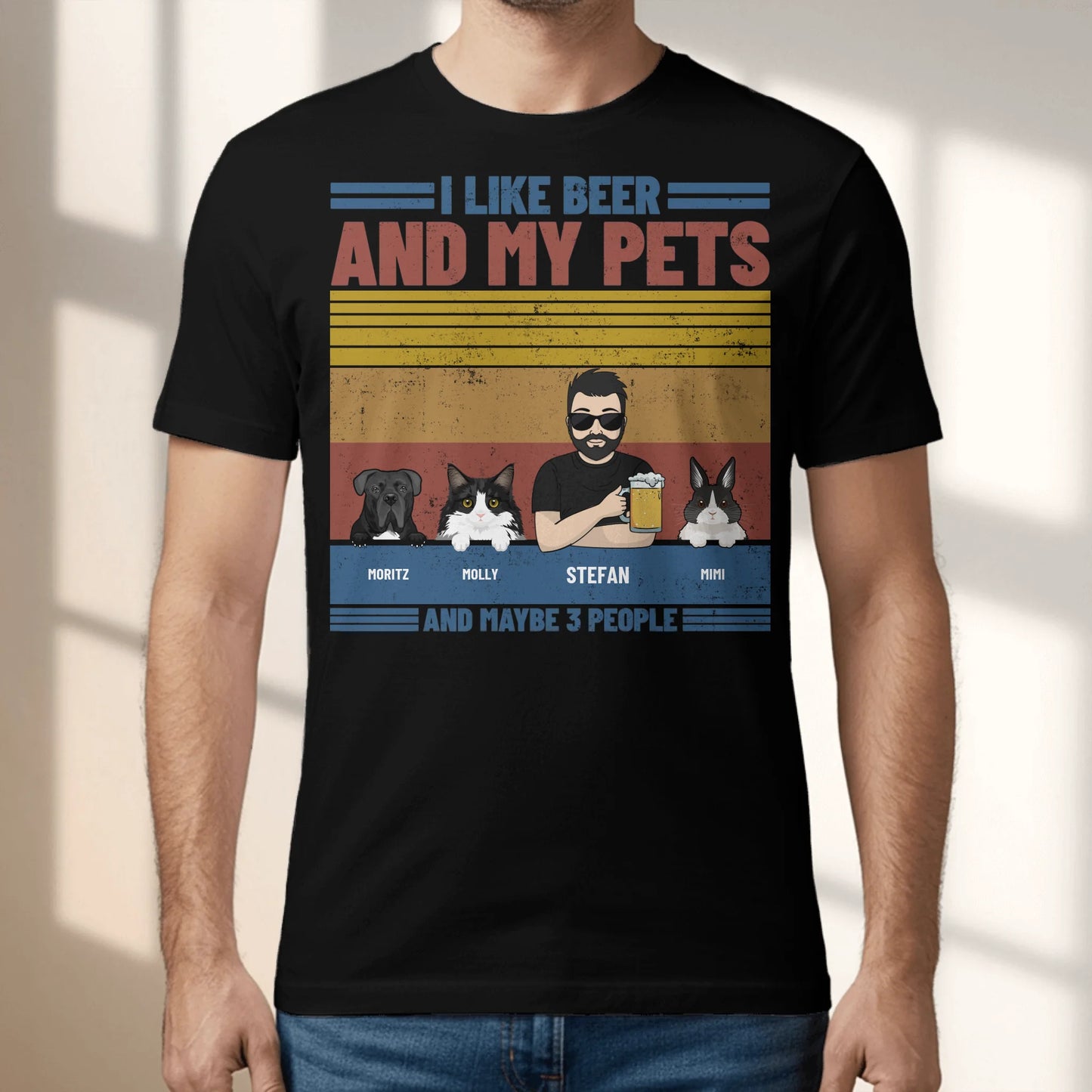 I like beer & my pets - Personalised T-Shirt
