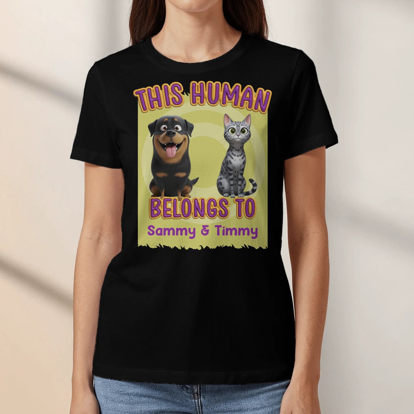This human belongs to me - Personalised T-Shirt