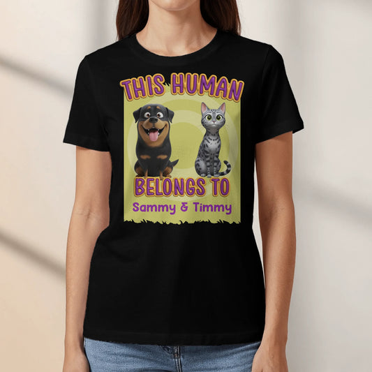 This human belongs to me - Personalised T-Shirt