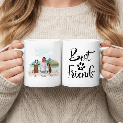 Woman with pets - Personalised Mug - Featured Image