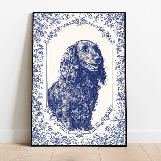 Personalised Poster With Dog or Cat - Toile de Jouy