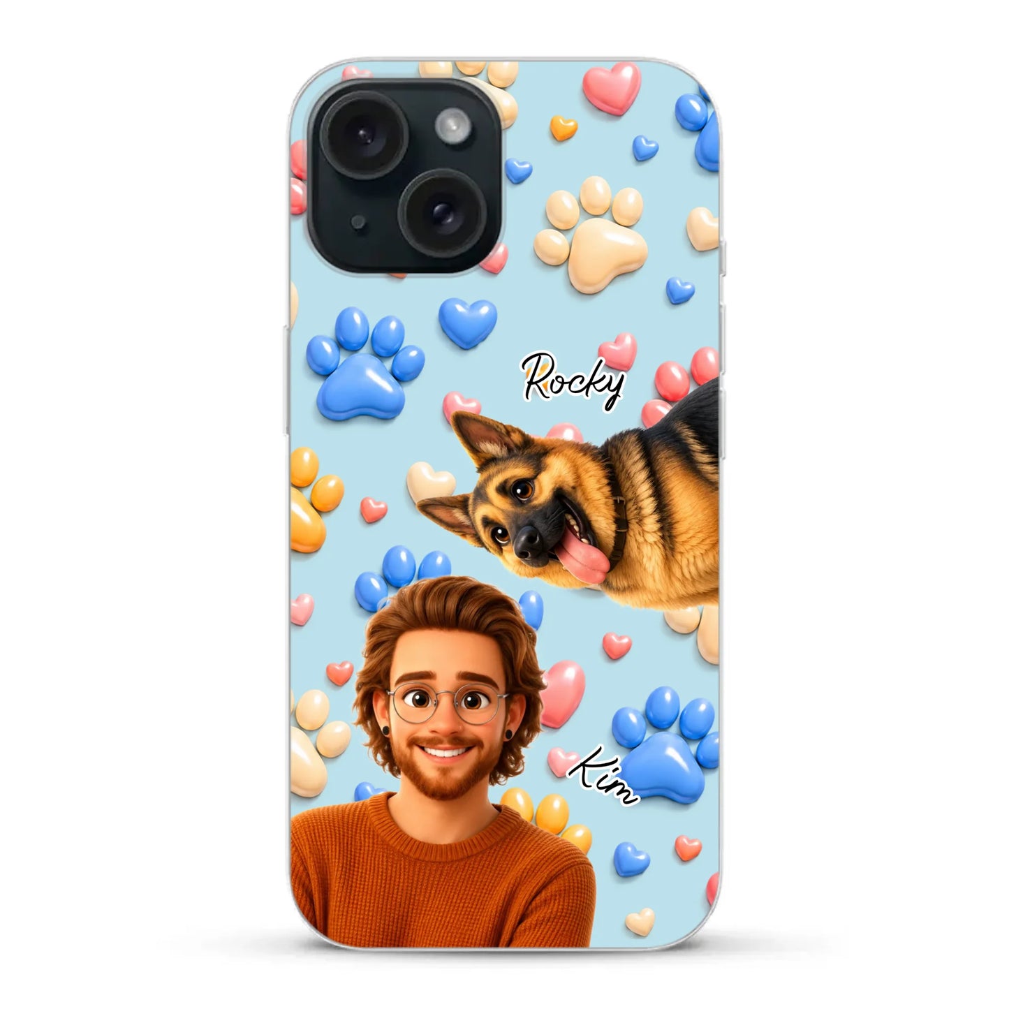 Cartoon Person + Pet - Personalised Phone Case