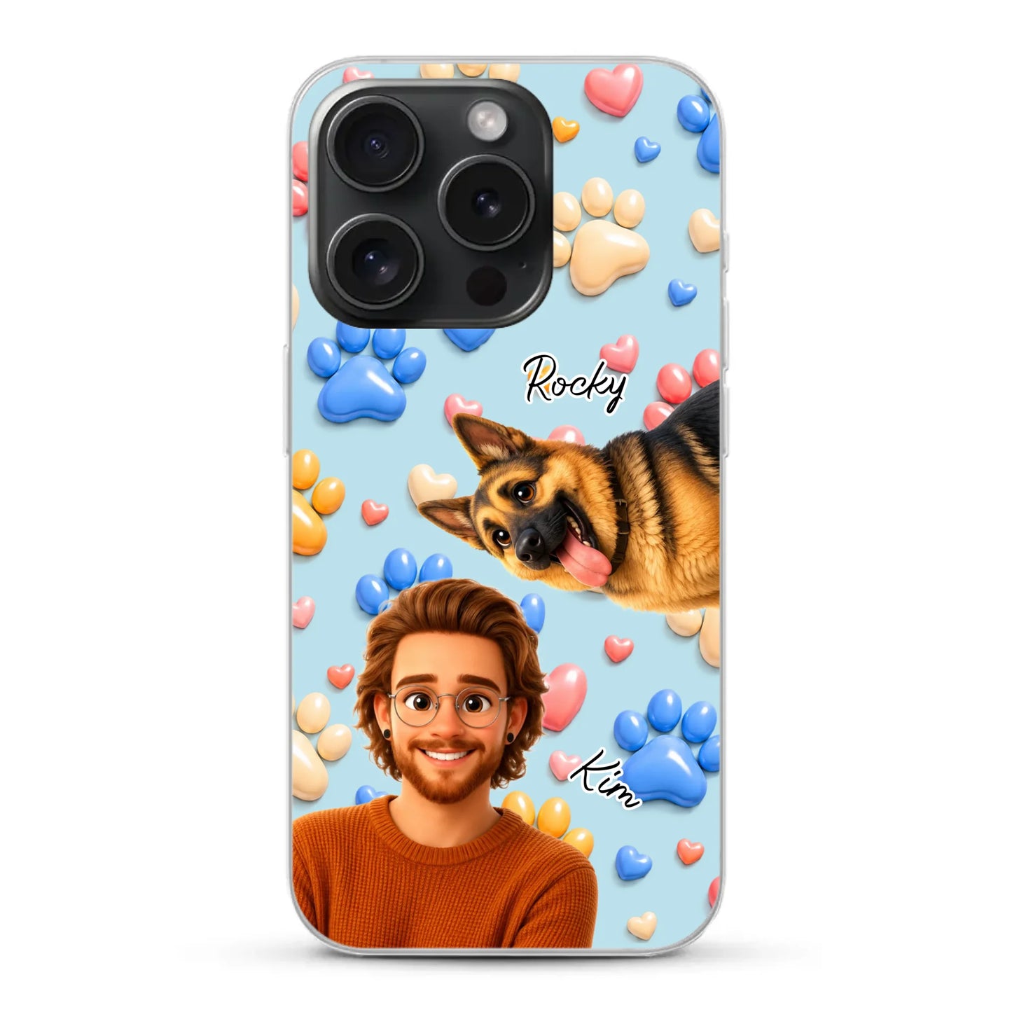 Cartoon Person + Pet - Personalised Phone Case