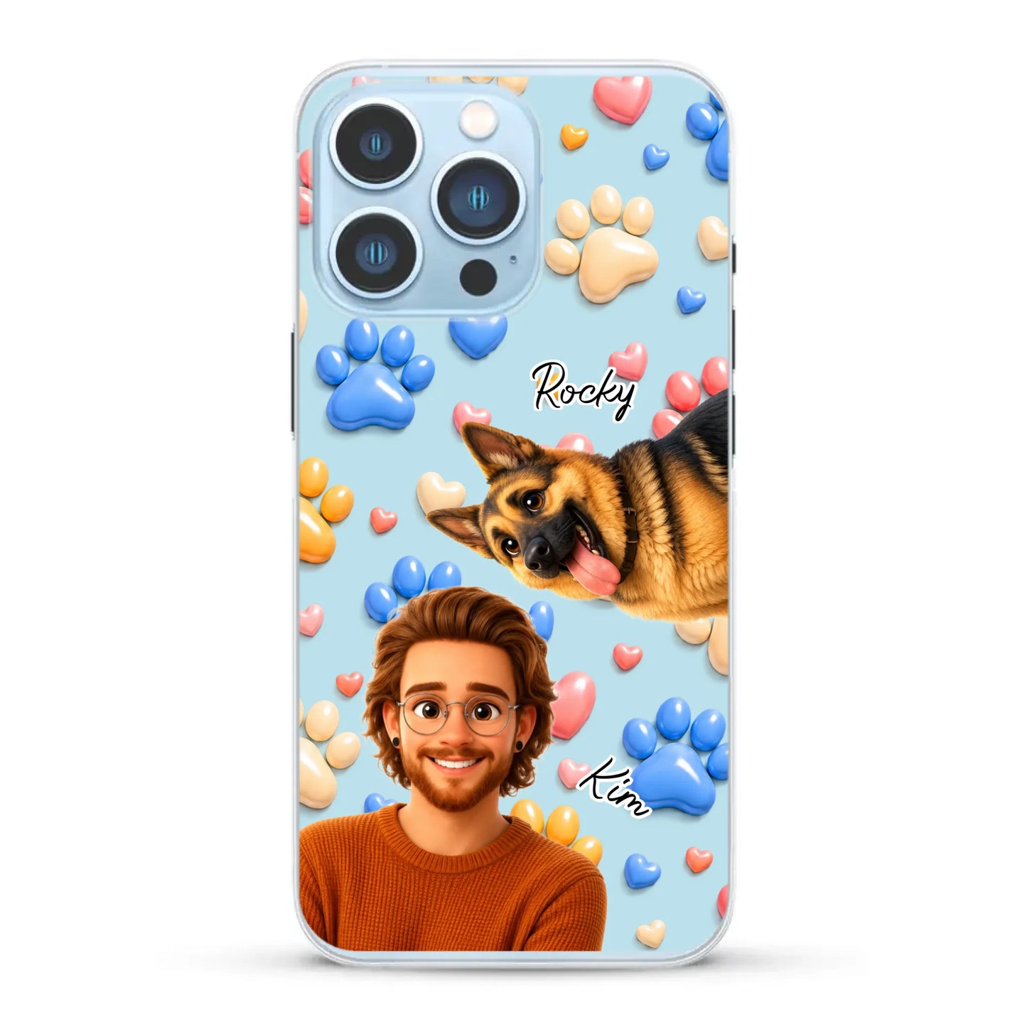 Cartoon Person + Pet - Personalised Phone Case