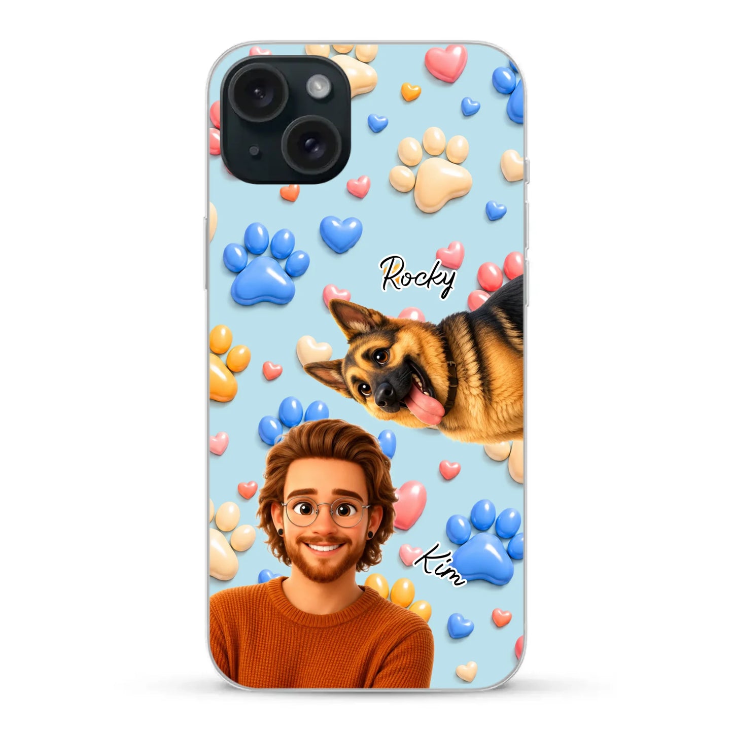 Cartoon Person + Pet - Personalised Phone Case