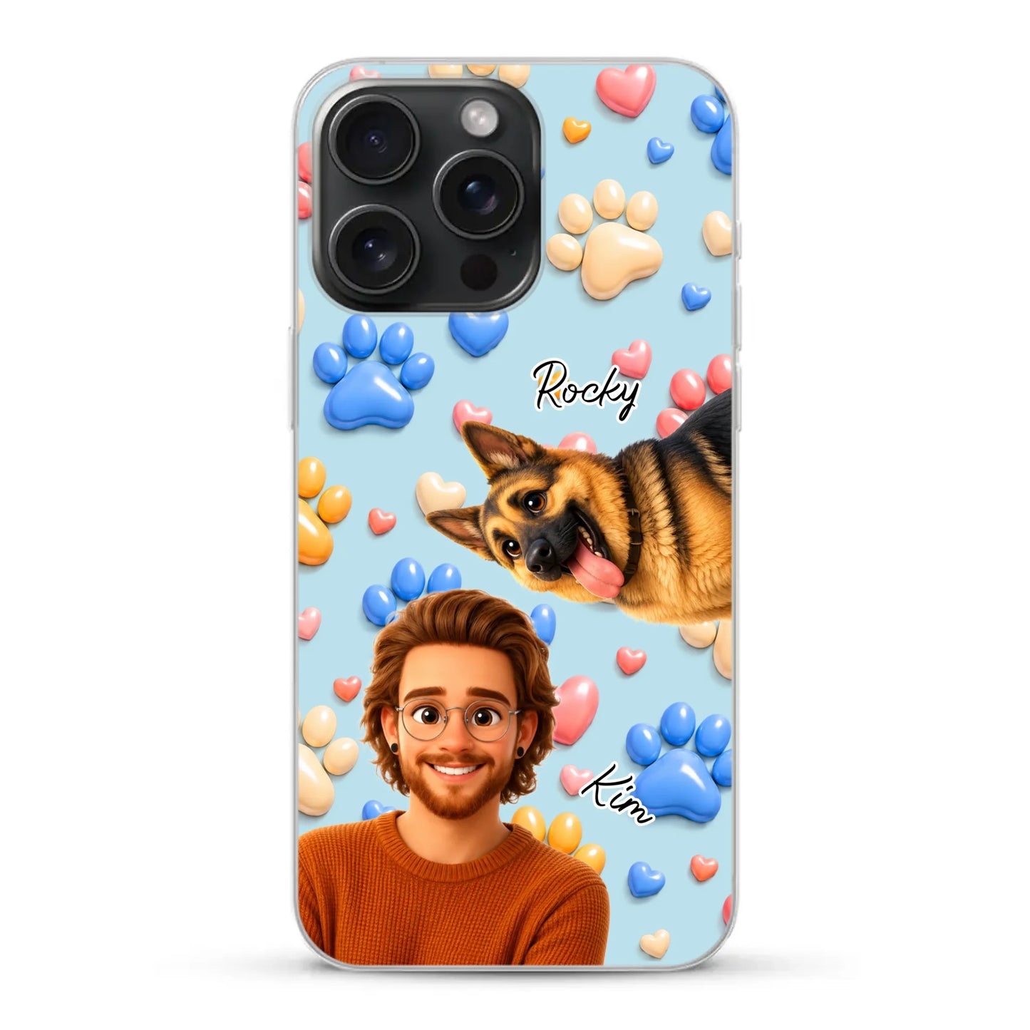 Cartoon Person + Pet - Personalised Phone Case
