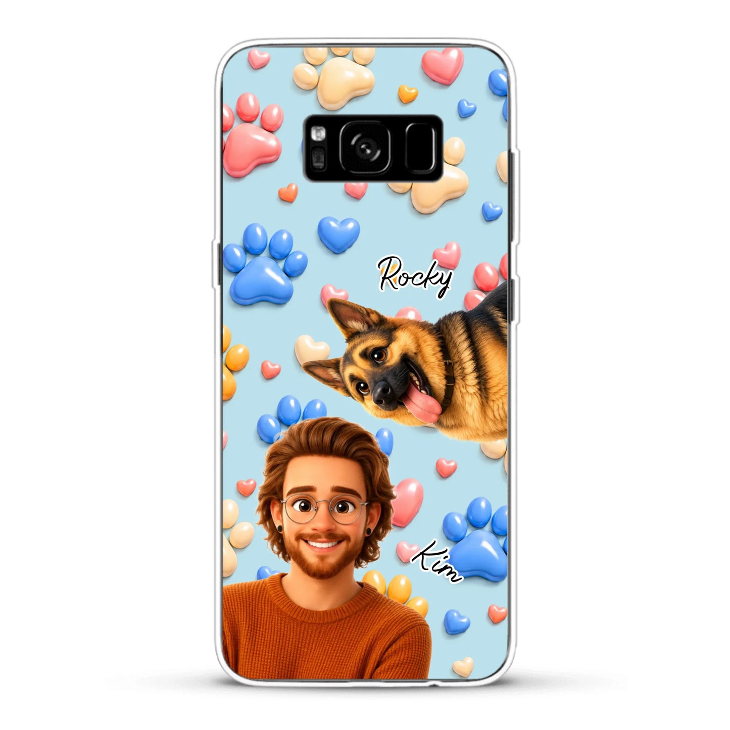 Cartoon Person + Pet - Personalised Phone Case