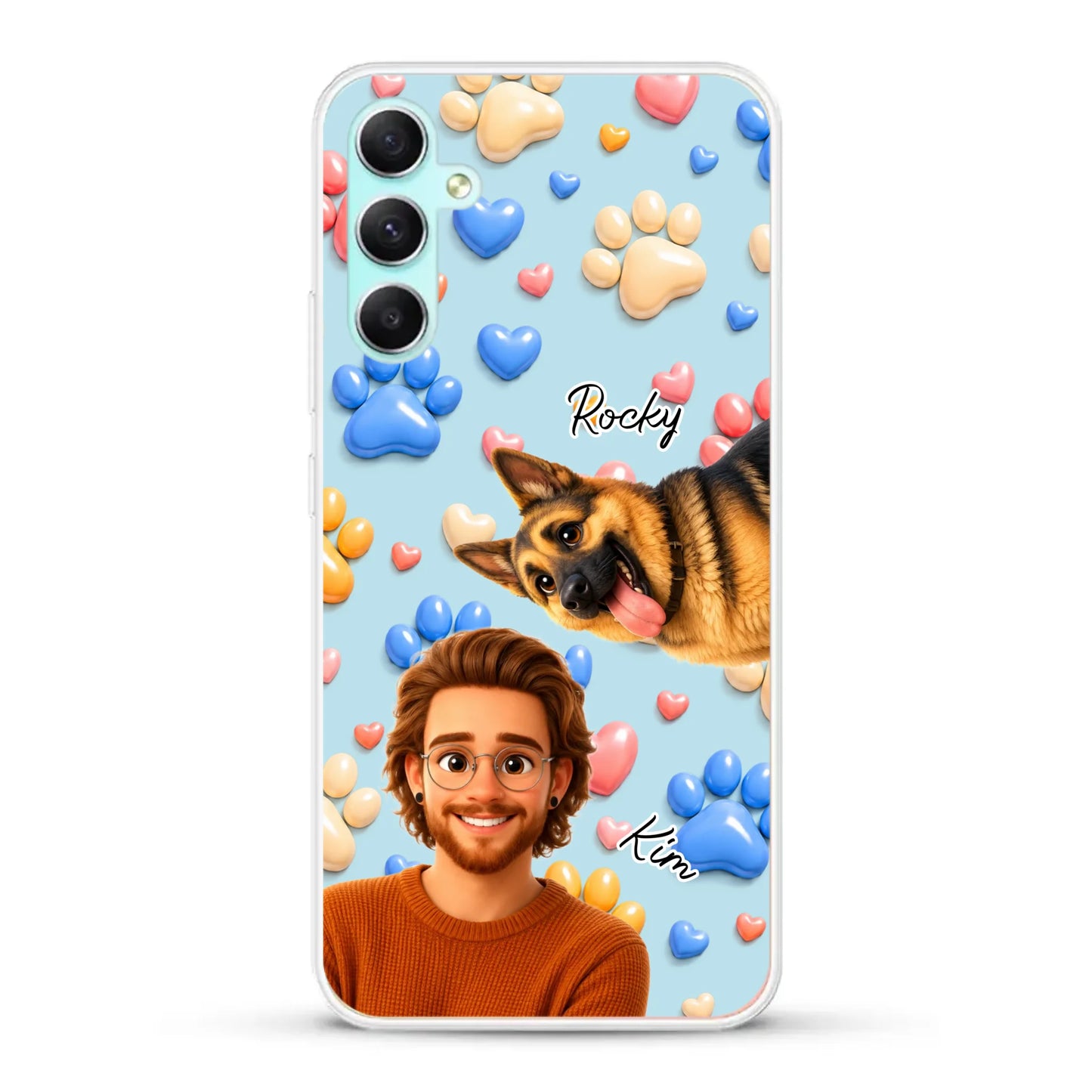 Cartoon Person + Pet - Personalised Phone Case