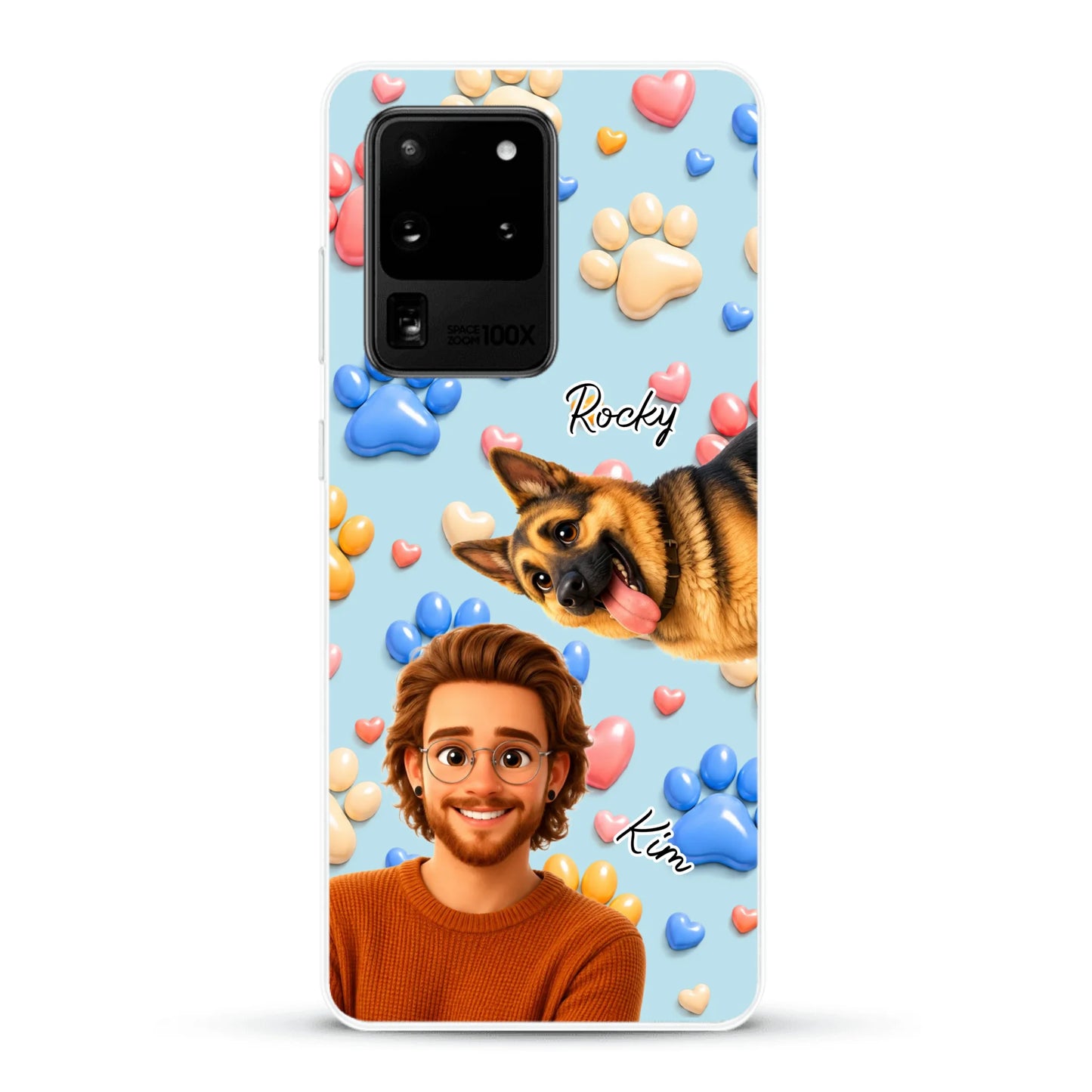 Cartoon Person + Pet - Personalised Phone Case